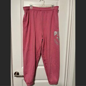Victoria's Secret Pink Silver Glitter Logo Sweatpants Size XL NWOT